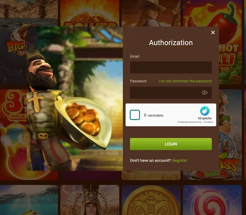 Login-Formular von Gonzo Casino im Browser