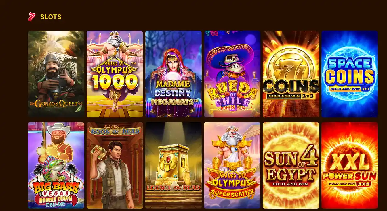 Slot-Auswahl im mobilen Browser von Gonzo Casino